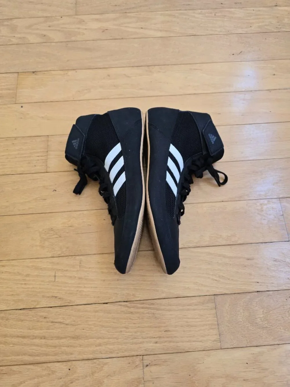 adidas | HVC Black White Gum Flat Sole Boxing Wrestling Sneakers | Men's 9.5